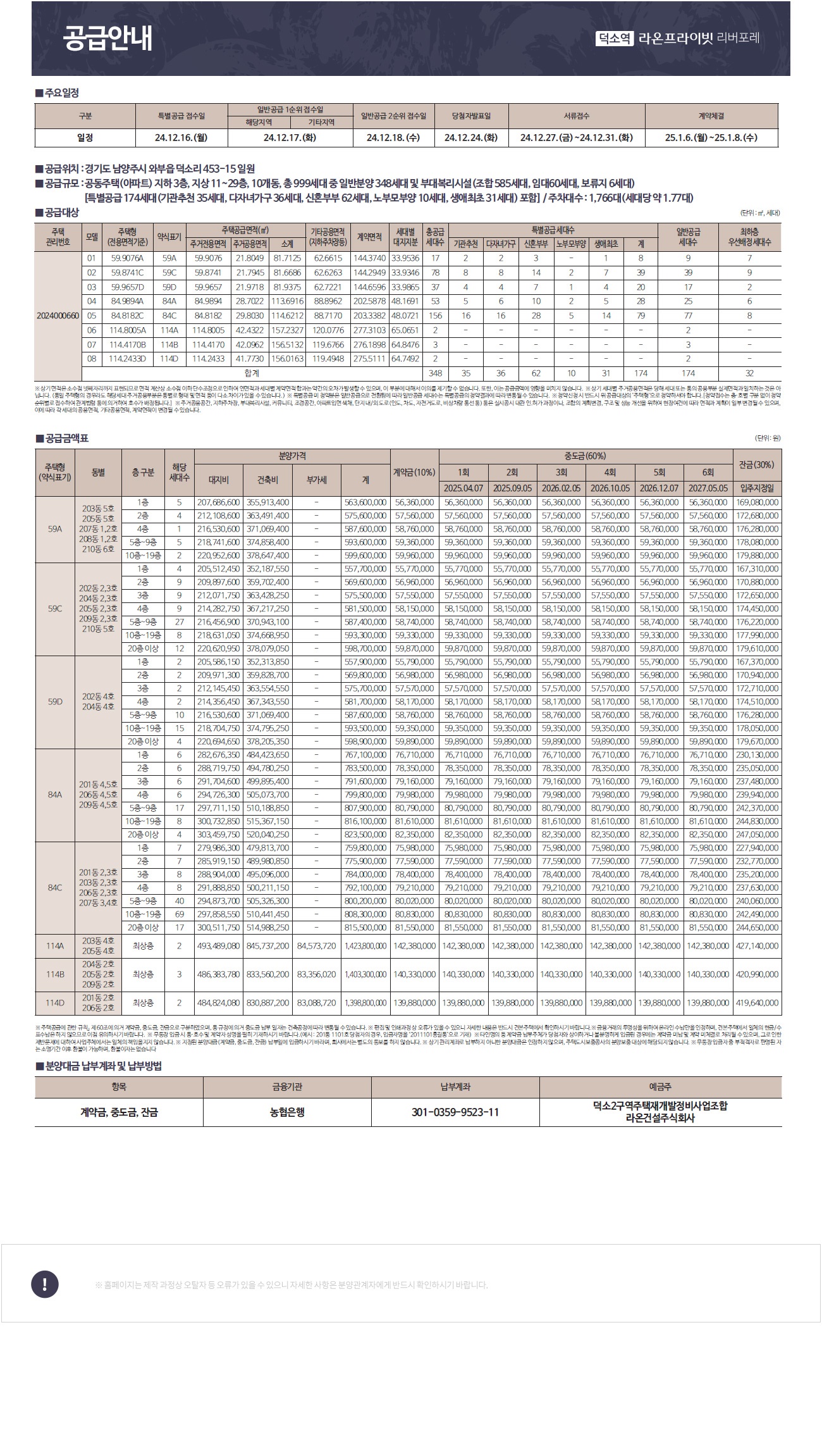 덕소 라온프라이빗01분양가